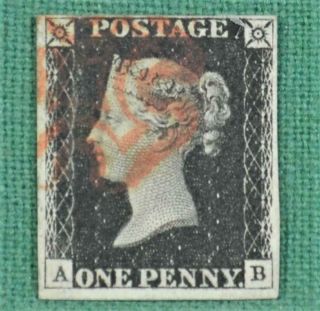 Gb Stamp Victoria 1840 1d Penny Black (b50)