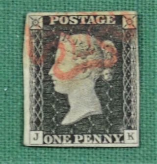 Gb Stamp Victoria 1840 1d Penny Black (b49)
