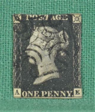 Gb Stamp Victoria 1840 1d Penny Black (b46)