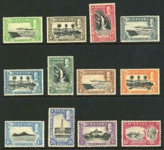St Lucia 1936 Kgv Set Of 12 Mnh Sg 113/124 Cat £100
