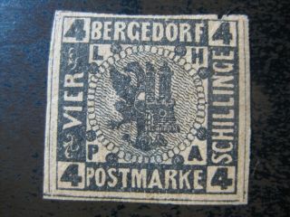 Bergedorf German States Mi.  5 Scarce Stamp Cv $36.  00