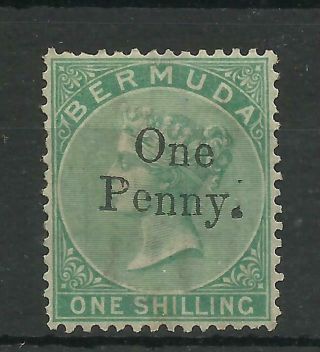 Bermuda 1875,  1d On 1/ - Green,  Sg 17 Average Mounted.  {imp - 47}