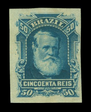 Brazil 1878 D.  Pedro 50r Blue (scott 70) - Proof/essay On Thin Paper Mh