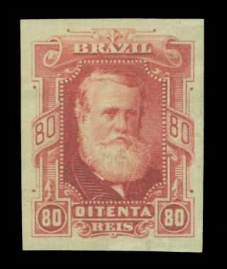Brazil 1878 D.  Pedro 80r Lake (scott 71) - Proof/essay On Thin Paper Mh