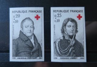 France 1964 Red Cross (corvisart Et Larrey) Unperforated Mnh 135 € /ct1970