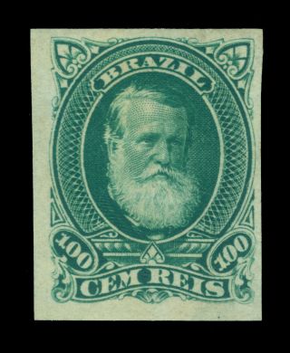 Brazil 1878 D.  Pedro 100r Green (scott 72) - Proof/essay On Thin Paper Mh