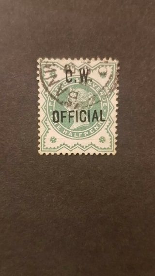 Gb Qv Queen Victoria Official Stamp Error C.  W.  Instead O.  W.  Sgo32 Cat:£890
