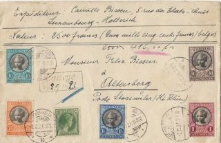 Luxemburg Declared Value Cover To Germany 1927 Spectacular