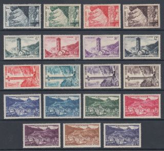 French Andorra Sc 124 - 142 Mlh.  1955 - 58 Pictorials,  Cplt Set Of 19,  Vf
