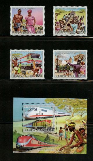 R876 Burkina Faso 1986 Trains German Railways Set & Sheet Mnh