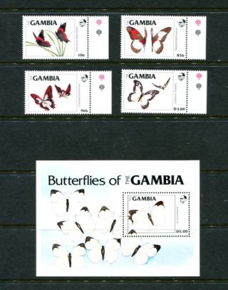 E252 Gambia 1984 Butterflies Set & Sheet Mnh