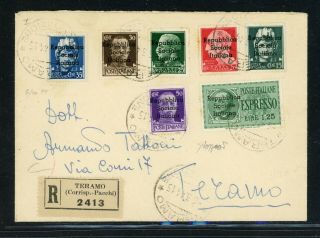Italy Postal History Lot 985 1944 Reg Rsi Series Teramo (local) Caffaz Cert $$$