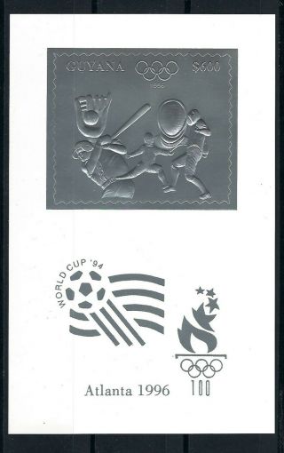 Guyana - 1996 Olympics,  Soccer,  Baseball Silver Perf.  Mnh