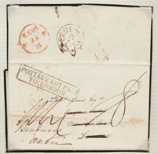 1833 Entire From " Oxford " To " London " With Boxed " Postage Not Paid " Redirected