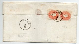 1862 ITALY LOMBARDY - VENETIA REGISTERED COVER,  5s x 3,  CADORE CANCEL 2