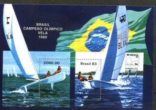 Brazil Brasil 1983 Brasiliana Olympic Champion Sailing S/sheet Yv Bl 56 Mnh