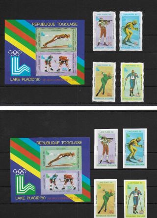 Togo,  1980,  Olympic Games,  Imperf. ,  Set,  Compl.  Mnh,  Mi 1414ab - 1417ab,  Bl154a,  B