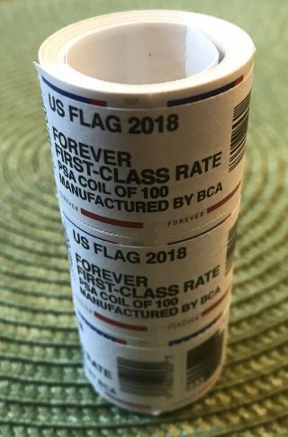300 (3 Rolls Of 100) Usps Forever Stamps Us Flag Coil - First Class