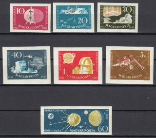 K8 Hungary Set Of 7 Space Stamps Imperf.  1959 Mnh