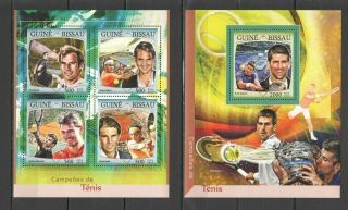 St899 2016 Guinea - Bissau Sport Tennis Djokovic Federer Nadal Kb,  Bl Mnh Stamps