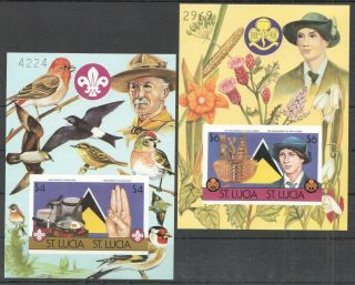 D1372 Imperforate St.  Lucia Birds Flowers Scouting Boy Scouts Girl Guides 2bl Mnh