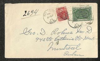 Canada 106 & E1 Special Delivery Stamp 3 Dots Variety Magog Quebec Cover 1912