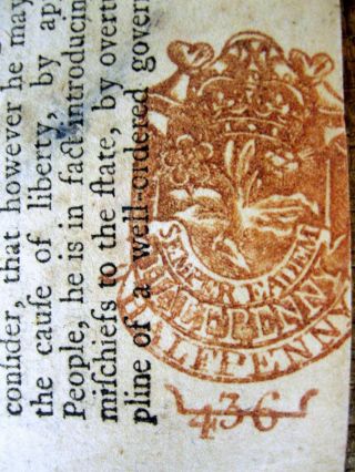 1763 London England Newspaper With Red Halfpenny Tax Stamp Pre Revolutionary War