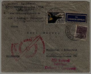 Brazil/germany Zeppelin Cover Folded 3.  6.  33
