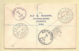 Ireland 1939 FIRST FLIGHT Cover VIA FOYNES to NEWFOUNDLAND,  RIALTAR o/p 6d & 1/ - 2