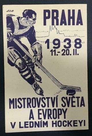 Czechoslovakia.  1938.  Ice Hockey World Championship Special Folder,  Cachet,  Stamps.