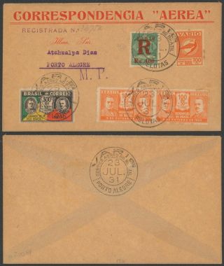 Brazil 1931 - Registered Air Mail Cover Porto Alegre 34823/3