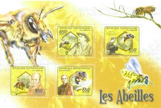 Central African Republic 2013 Mnh Sheet Les Abeilles,  Honey Bees & Entomologists