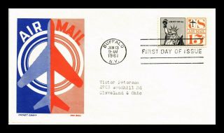 Dr Jim Stamps Us 15c Air Mail Statue Of Liberty Fdc Ken Boll Cover Scott C63