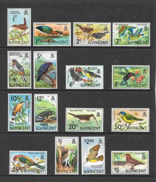 1970 Queen Elizabeth Ii Sg285 To Sg300 Set Of Birds 16 Stamps St Vincent