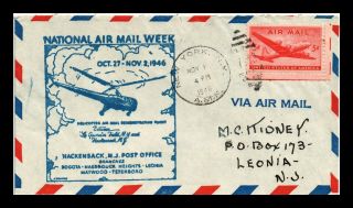 Dr Jim Stamps Us York National Air Mail Week Cover Leonia Backstamp