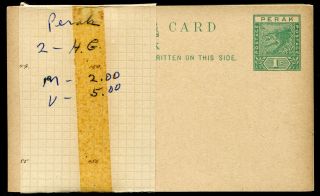 Malaysia (perak) 1887 1c Postal Stationery Card Isc P.  2 Bundle Of 100 Ex.  H&g
