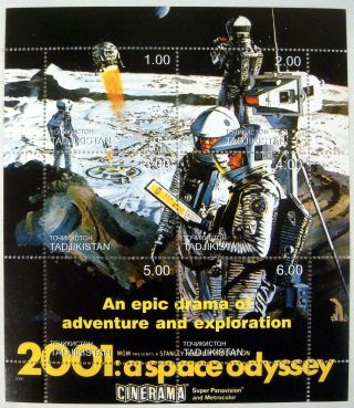 2000 Mnh Tajikistan 2001 A Space Odyssey Stamp Sheet Adventure Exploration Movie