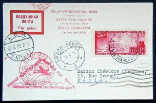 Russia Sc C34 (first Day),  8/26/1932 International Polar Year Postcard Cover