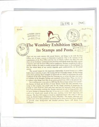 GB WEMBLEY EXHIBITION POSTMARKS Govt Pavilion 1925 CDS STRIKE Report Ap575 3