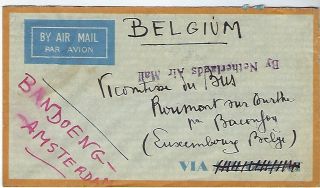 China 1934 Airmail Cover Shanghai To Belgium By Netherlands Air Mail Bandoeng