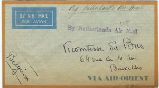 China 1934 Airmail Cover Shanghai To Belgium By Netherlands Air Mail