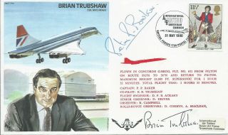 Gb 1980 Concorde Illusttrated Flown Cover Signed Brian Trtubshaw & Peter Baker