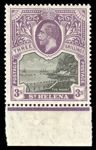 St Helena 1912 Kgv 3s Black & Violet Lightly Hinged.  Sg 81.  Sc 70.