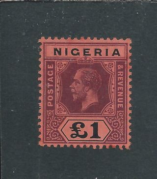 Nigeria 1914 - 29 £1 Deep Purple & Black/red Mm Sg 12 Cat £190