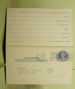 Dr Who 1911 Ny Double Postal Card To Meriden Ct E47019