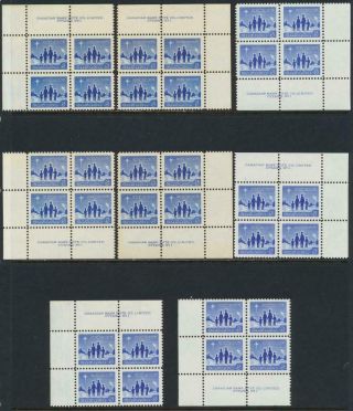 Canada 1964 5c Xmas Plate Block 1 Sets Mnh Sc 435,  35i Cat C$34 (see Below)