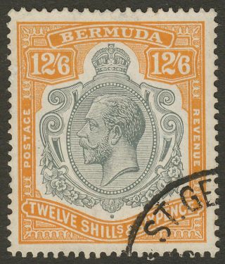 Bermuda 1932 Kgv 12sh6d Grey And Orange Sg93 Cat £375 Late Use Postmark