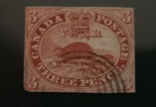 Canada 4 Imperf Beaver Red on white paper small thin 2