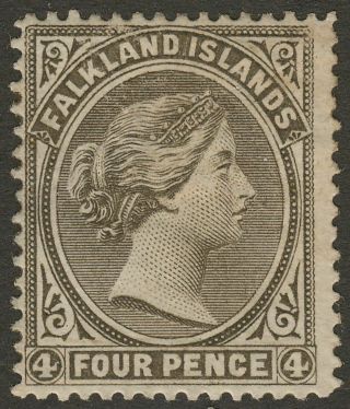 Falkland Islands 1887 Qv 4d Grey - Black Wmk Crown To Left Sg10 Cat £450