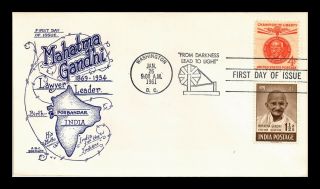Dr Jim Stamps Us Scott 1174 Gandhi Champion Of Liberty Fdc Boerger Cover Combo